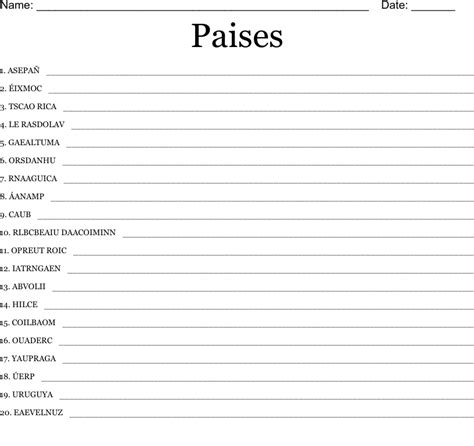 Paises Word Search WordMint