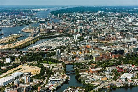 Luftaufnahme Hamburg Stadtansicht Am Ufer Des Flu Verlaufes Der Elbe