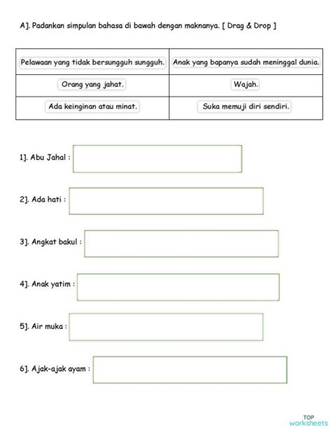 Simpulan Bahasa Tahun 3 Interactive Worksheet Riset