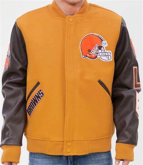 NFL Cleveland Browns Yellow And Brown Varsity Jacket Maker Of Jacket