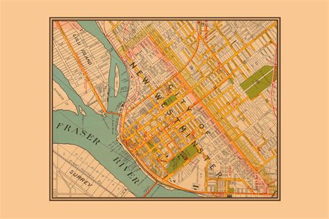 New Westminster Vintage Map Tea Towel Vintage Map Co