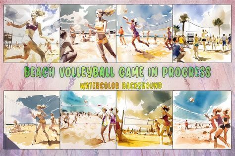 Beach Volleyball Game In Progress By Chippoadesign Thehungryjpeg