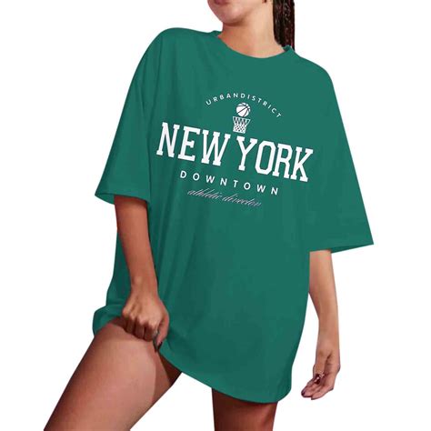 Rovga T Shirts For Women Novelty Letter Graphic Oversized Drop Shoulder