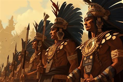 Premium AI Image Majestic Mayan Elite Jaguar Warriors Preparing For