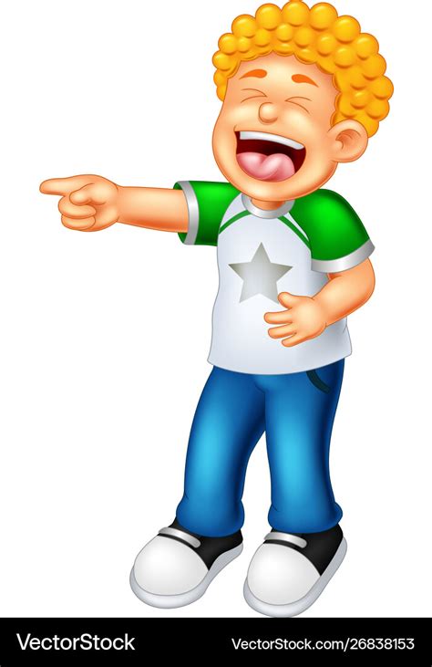 Funny boy laughing cartoon Royalty Free Vector Image