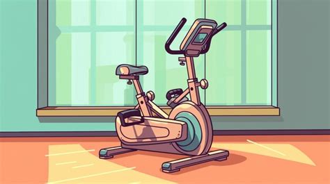 Premium Photo | Cartoon illustration of a stationary exercise bike in a ...