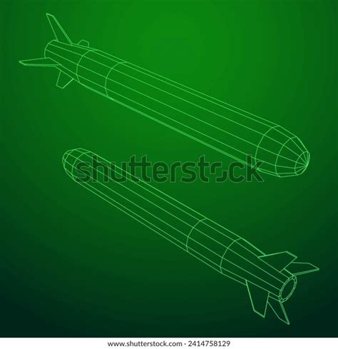 Ballistic Missile Hypersonic Rocket Bomb Wireframe Stock Vector ...