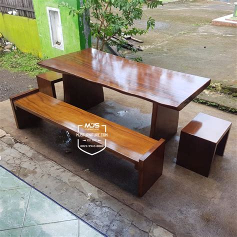 Meja Meeting Kayu Solid Trembesi Besar Panjang Lebar Mjs Furniture Jepara