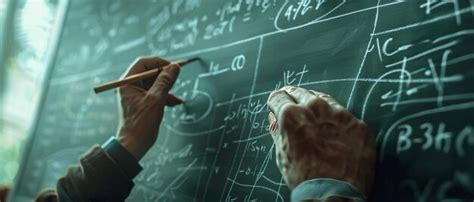 Detailed Shot Of A Hand Holding Chalk And Writing Complex And