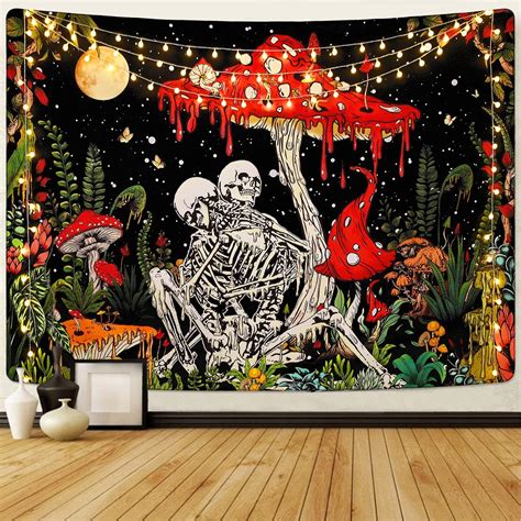 Amazon Uspring Skull Mushroom Tapestry Skeleton Lovers Tapestries