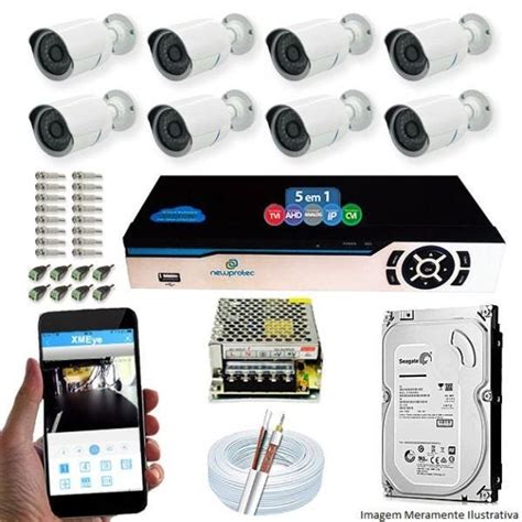 Kit Cftv 8 Câmeras Ahd M 720p Dvr 8 Canais Newprotec 5 Em 1 Full Hd