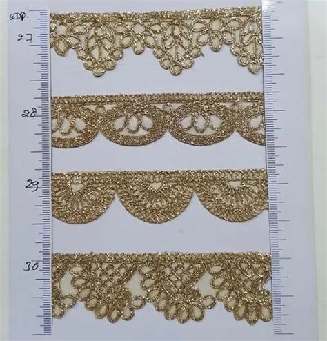 Golden Embroidery Zari Polyester Lace For Saree Roll Length Meter