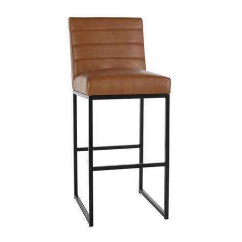 Benjara Vinn In Brown High Back Metal Frame Tufted Bar Stool With