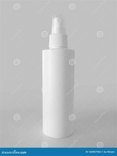 Plastic White Bottle Spray On White Background Mockup Fine Mist Ribbed