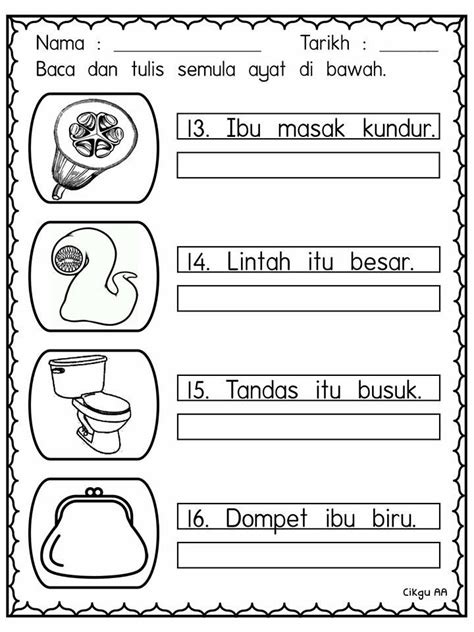 Latihan Bahasa Melayu Untuk Murid Prasekolah Tadika