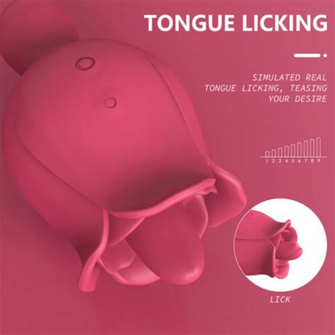 Tongue Vibrator Clit G Spot Massager Licking Rose Dildo Oral Sex Toys