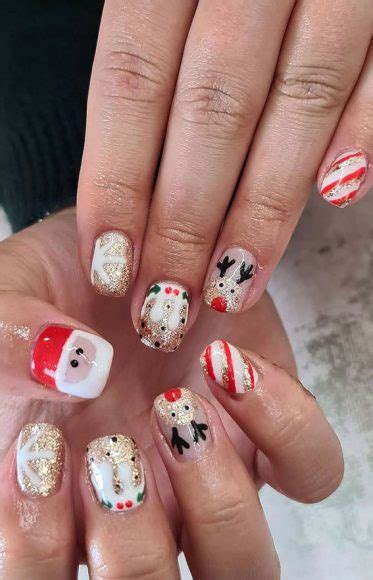 50 Fab Christmas Nail Designs And Ideas Glitter Gold Reindeer And Pudding