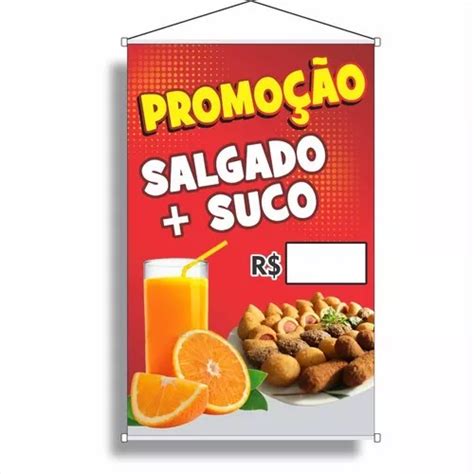 Banner Salgado E Suco Editável Escreve E Apaga 1mx63cm Parcelamento