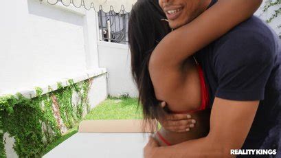 Super Hot Ebony Daya Knight In Tiny Bikini Gets Massaged And Shagged 15 Photos