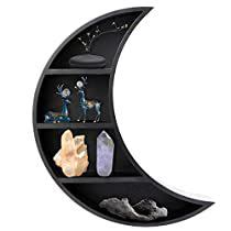 XBelmber Crescent Moon Shelf Wooden Moon Shelf For Crystals Essential