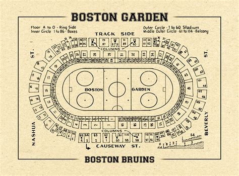 Vintage Print Of Boston Garden Hockey Seating Chart On Photo Etsy