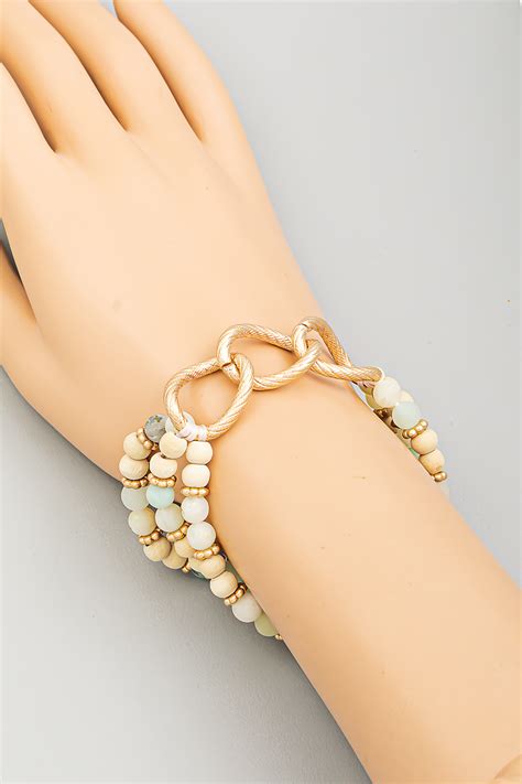 Semi Precious Stone Bead Chain Bracelet Set Semi Precious Stone Collection