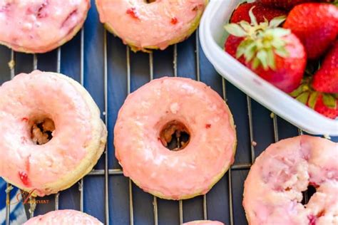 Baked Strawberry Doughnuts With Strawberry Glaze An Alli Event