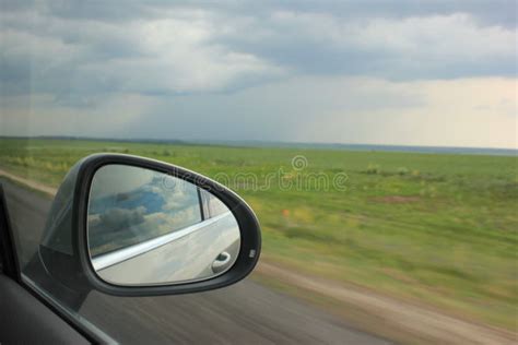 Landscape From The Window Of A Moving Car Stock Photo Image Of Cloudy