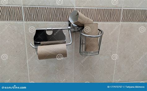 The Toilet Has Run Out Of Toilet Paper Stock Image Image Of Emergency