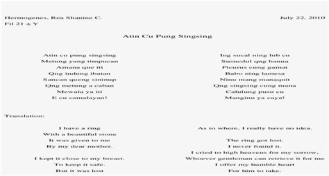 Atin Cu Pung Singsing Lyrics With Notes PNG Image | Transparent PNG Free Download on SeekPNG