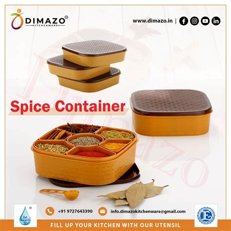 Dimazo Kitchenware Spice Box For Kitchen Plastic Wooden Style Masala