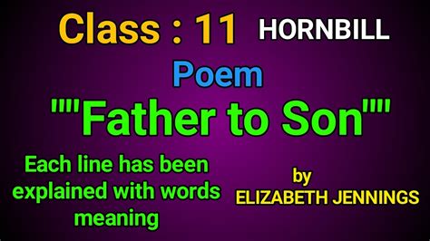 Father To Son Class Hornbill Eng Book Line By Line Explanation With