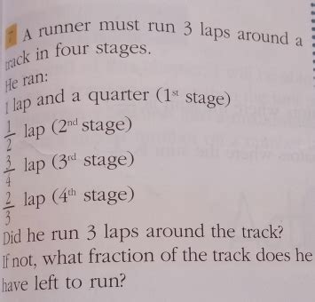 Solved A Runner Must Run 3 Laps Around A Tack In Four Stages He Ran