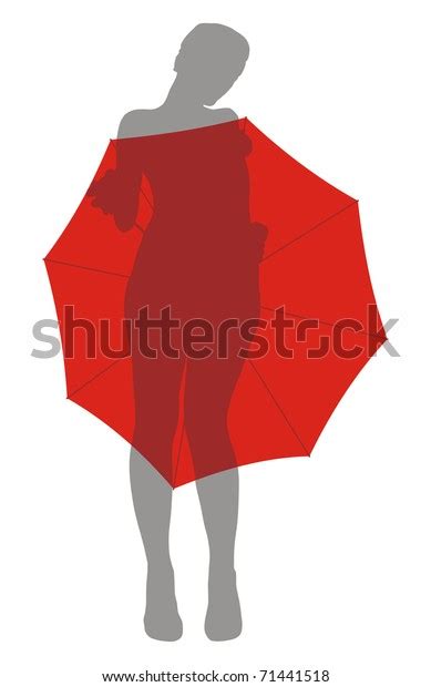 Vector Illustration Naked Girl Hiding Under Vetor Stock Livre De