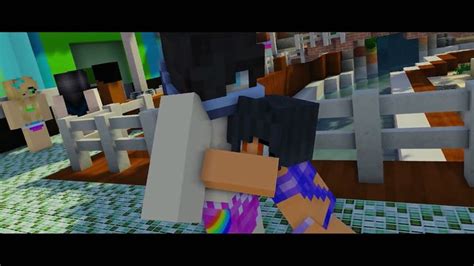 An Image Of A Minecraft Video Game With People In The Background And