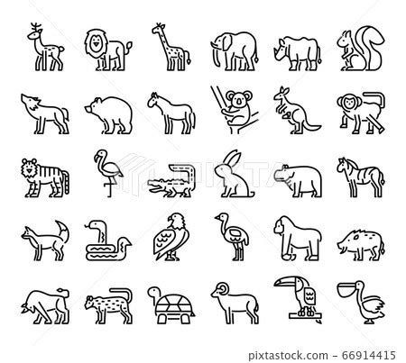 wild animals outline vector icons - Stock Illustration [66914415] - PIXTA