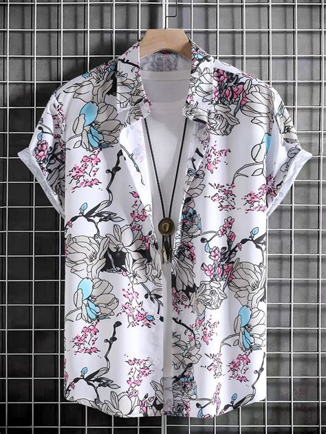 Men Random Floral Print Shirt Without Tee Stylish Shirts Mens Fashion Casual Outfits Men