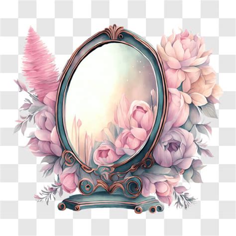 Descarga Espejo con flores rosas para la reflexión PNG En Línea