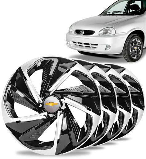 Jogo 4 Calotas Nitro Aro 14 Black Silver Gm Corsa Meriva Elitte