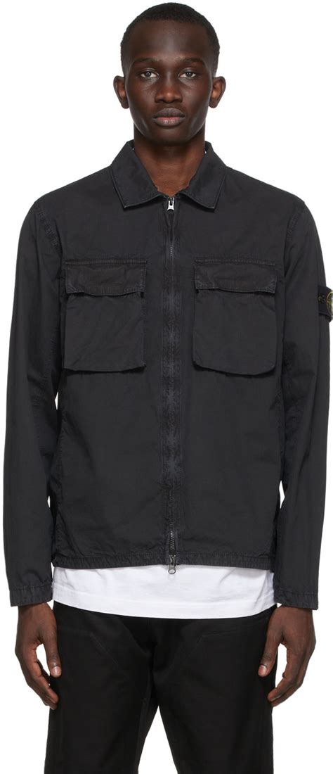 Stone Island Blouson Old Effect Noir SSENSE France