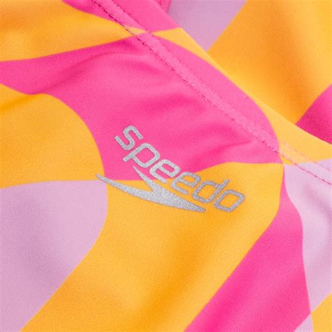 Girls Print Blocked Bikini Set Pink Orange Speedo USA