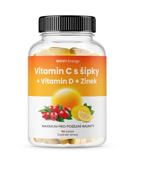 MOVit Energy Vitamin C 1200 mg s šípky Vitamin D Zinek PREMIUM 90