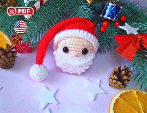 Christmas Crochet Santa Ornament Pattern Christmas Etsy