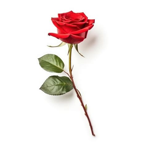 premium ai image single red rose stem isolated  white background