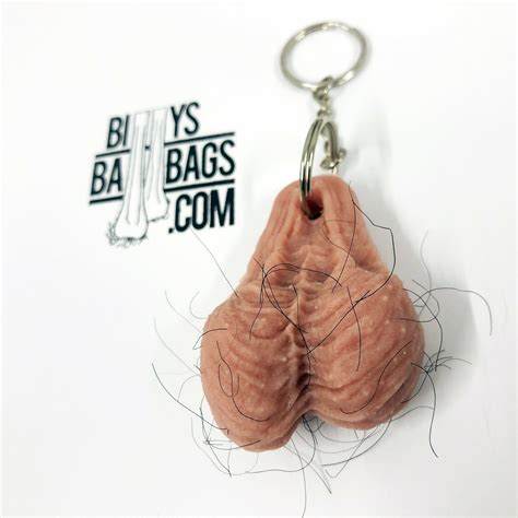 Hairy Testicles Keyring Keychain Pair Of Saggy Balls Joke Key Ring