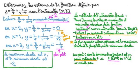 Vidéo question Déterminer les valeurs maximale et minimale absolues