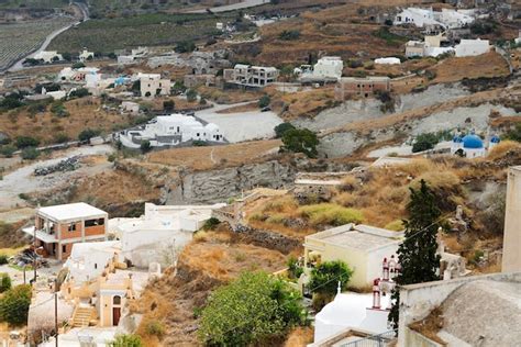 Premium Photo | House in field top view the island of santorini