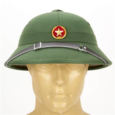 North Vietnamese Army Viet Cong Pith Helmet With Red Star Badge