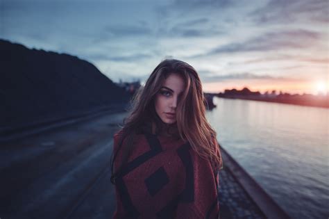 Wallpaper Face Sunlight Women Portrait Sunset Long Hair