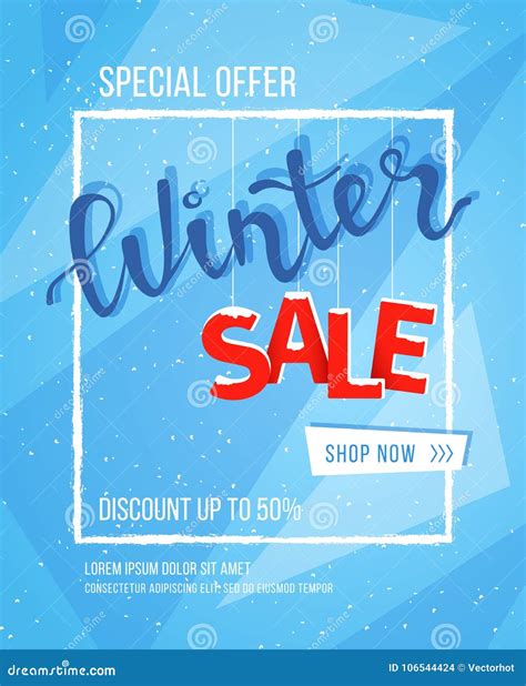 Winter Sale Banner, Poster, Flyer Template In Snow Frame With ...